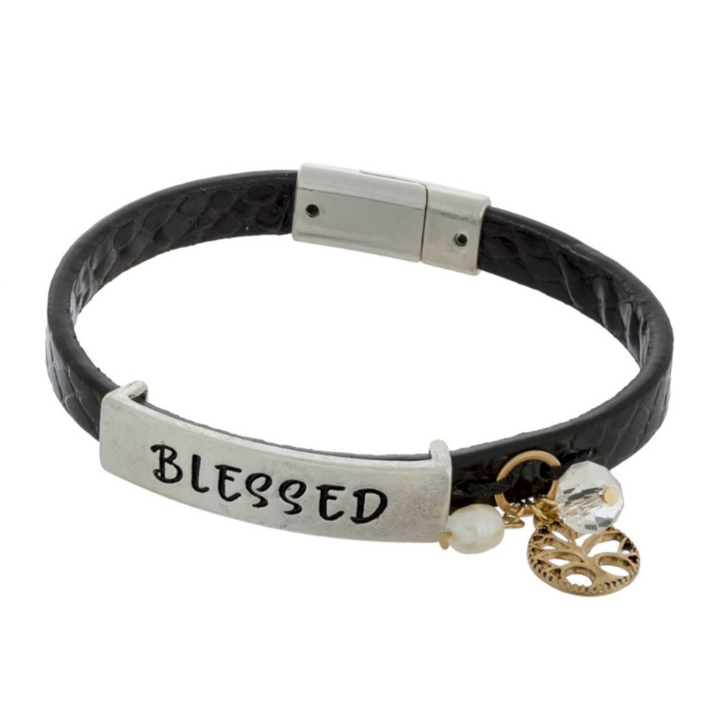 Blessed Leather Magnetic Snakeskin Bracelet